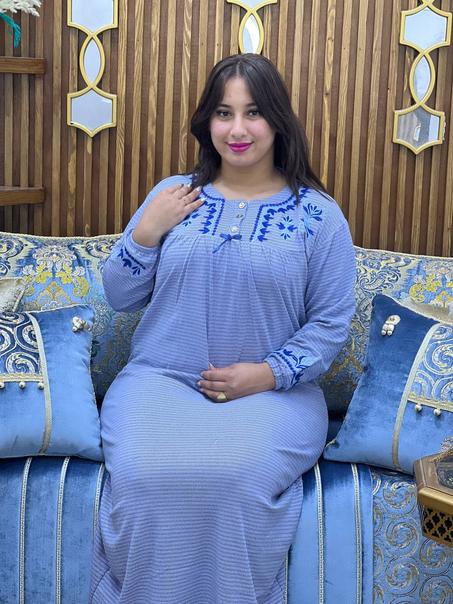 بيجامة طويلة بطرزة رائعة وأنيقة بأجود خامات توب العجب موديل الاناقة