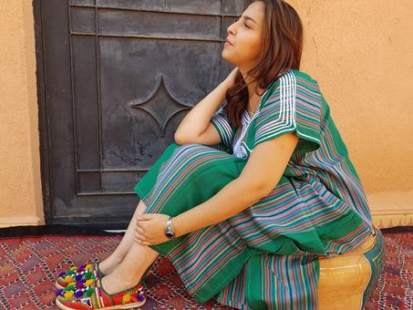 كندورة صيفية أمازيغية  أخضر جميل للنساء