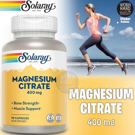 Solaray سيترات المغنيسيوم، 400 مجم، 90 كبسولة نباتية + ملصق هدية (صنع في الولايات المتحدة الأمريكية