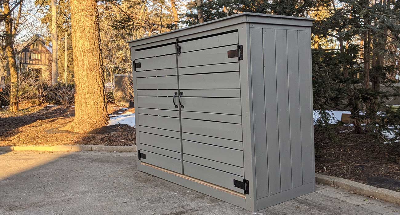 Large Pressure Treated Triple Bin Shed (Stained)