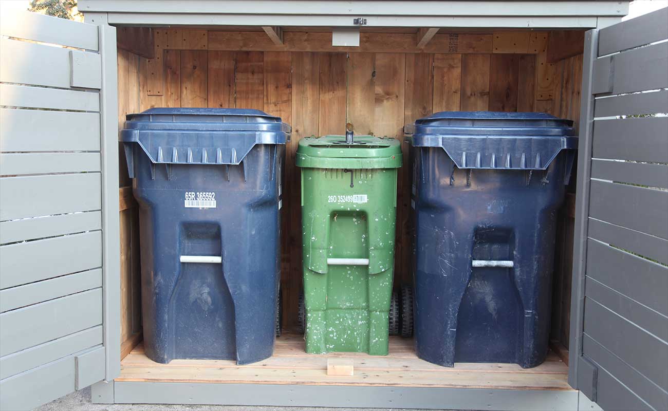 Large Pressure Treated Triple Bin Shed (Stained)