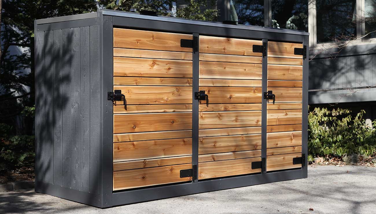 Large Triple Bin Shed - Opening Lids