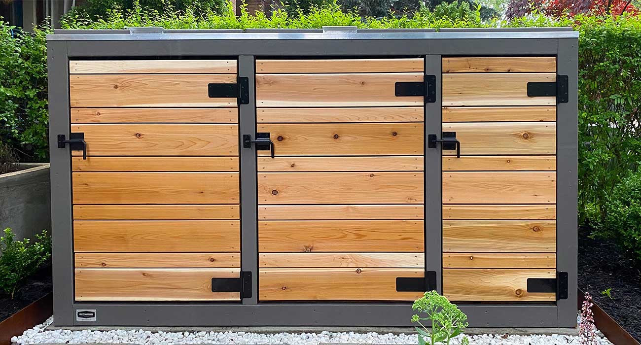 Large Triple Bin Shed - Opening Lids