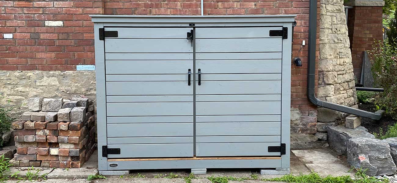Large Pressure Treated Triple Bin Shed (Stained)