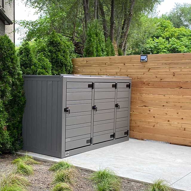 Large Triple Bin Shed - Opening Lids