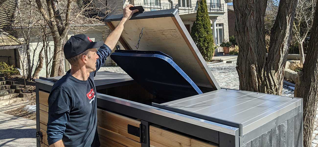 Large Triple Bin Shed - Opening Lids