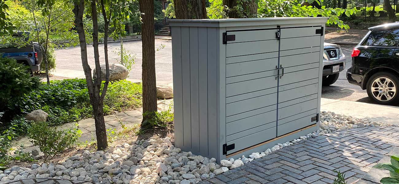 Large Pressure Treated Triple Bin Shed (Stained)