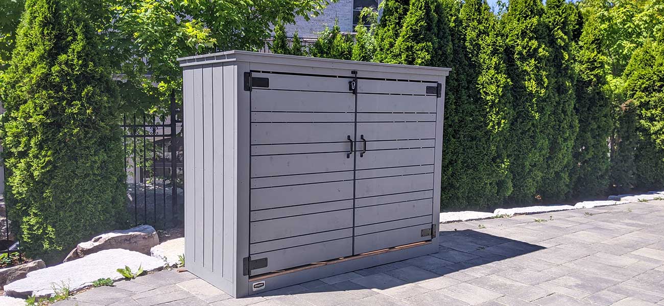 Large Pressure Treated Triple Bin Shed (Stained)