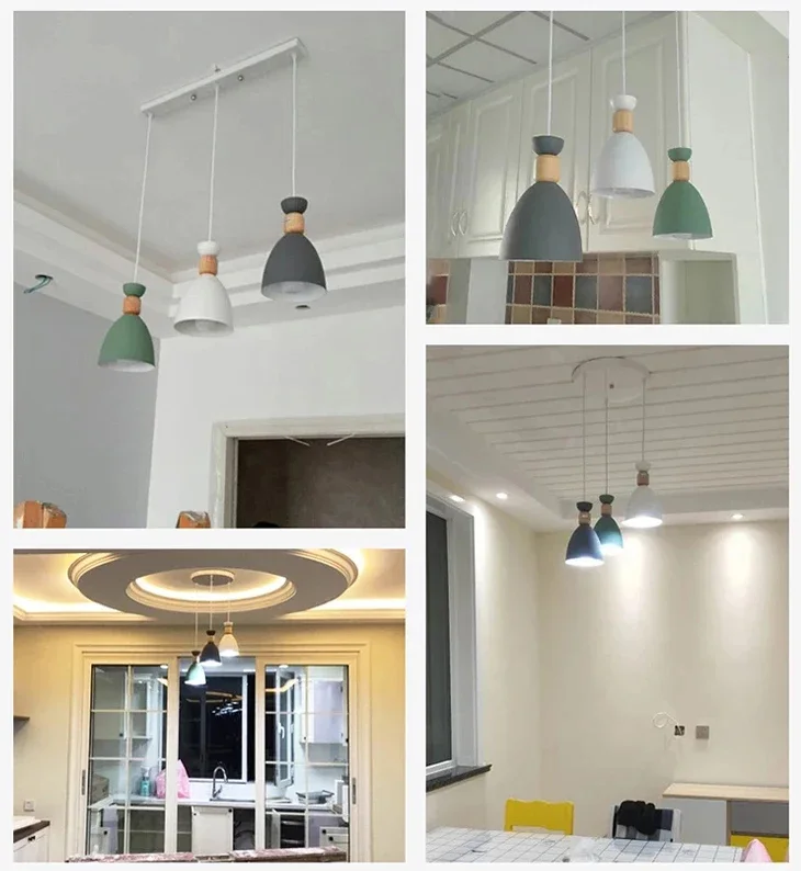 Suspension Scandinave "Sonaron" (3 Têtes) – Bois & Métal Pastel