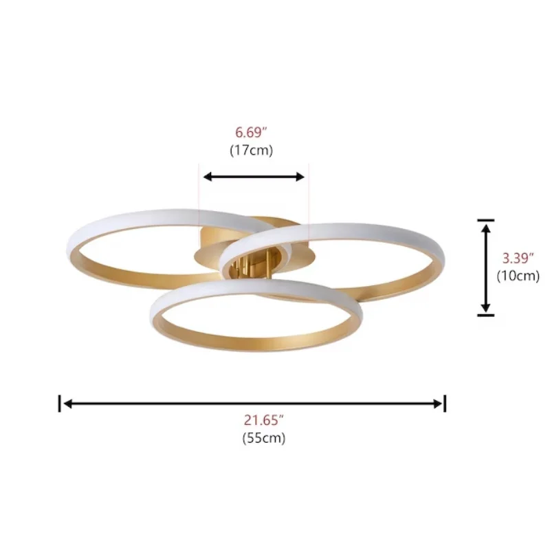 Plafonnier Design 3 Anneaux Dorés – Éclairage Chic & Tendance