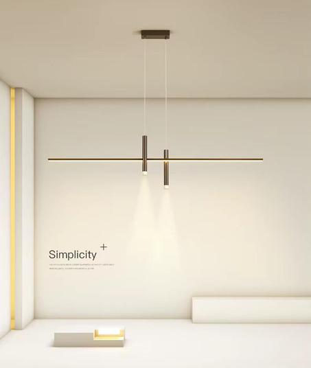 Suspension LED Linéaire Moderne avec Double Spot