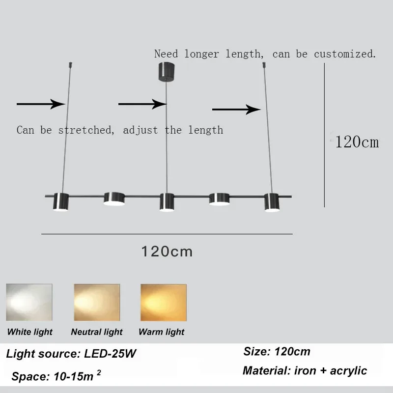Plafonnier LED au Design Moderne - 120 cm