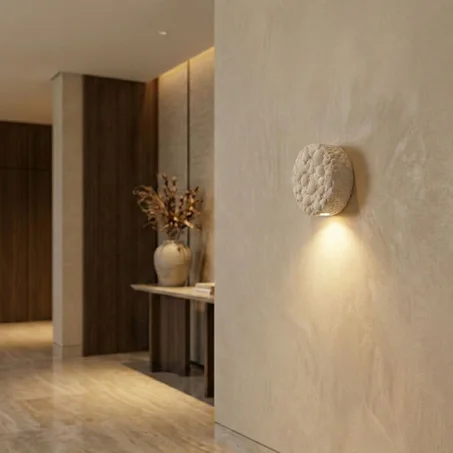 Applique Murale "Coquillage" en Ciment Blanc – Style Méditerranéen Artisanal (Intérieur/Extérieur)