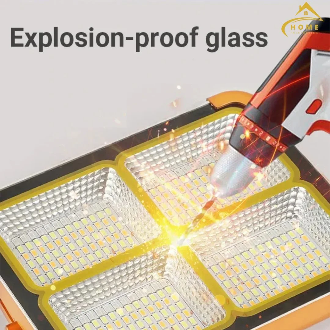 Projecteur LED Solaire Portable & Powerbank – Lampe de Camping Rechargeable (USB/Solaire)