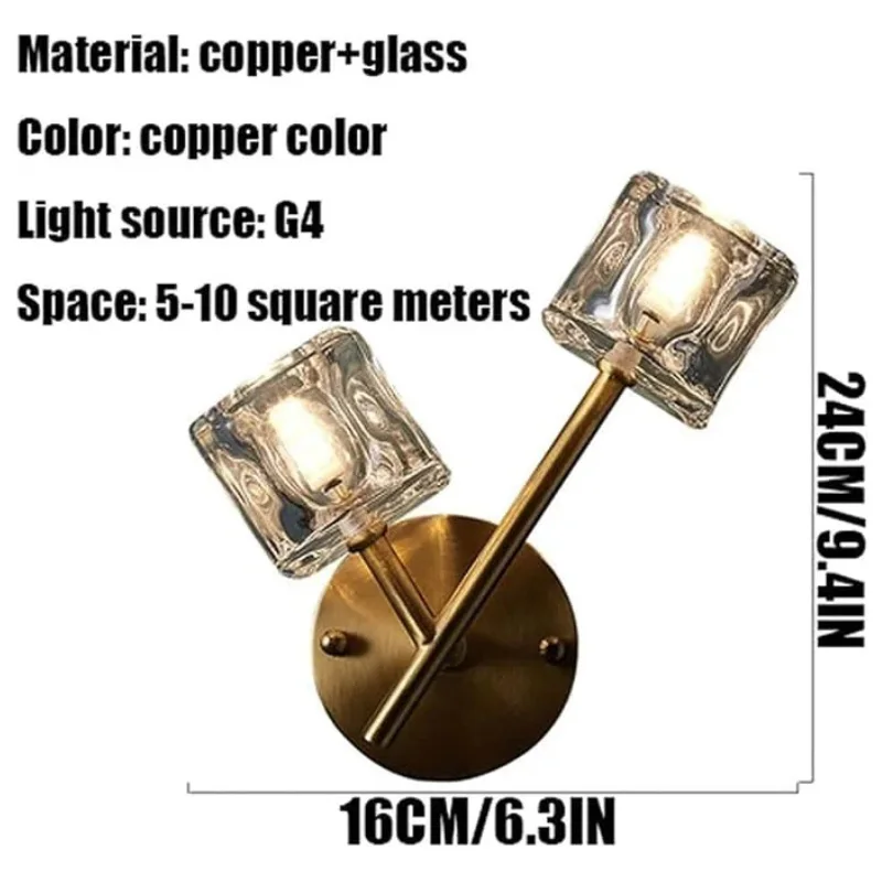 Lampe de Chevet en Cristal et Cuivre