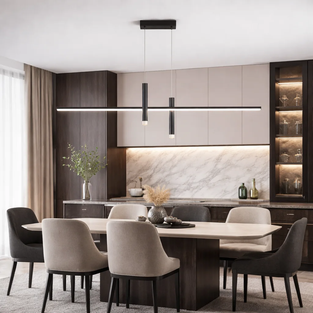 Suspension Barre LED avec 2 Spots Orientables – Éclairage Double Fonction