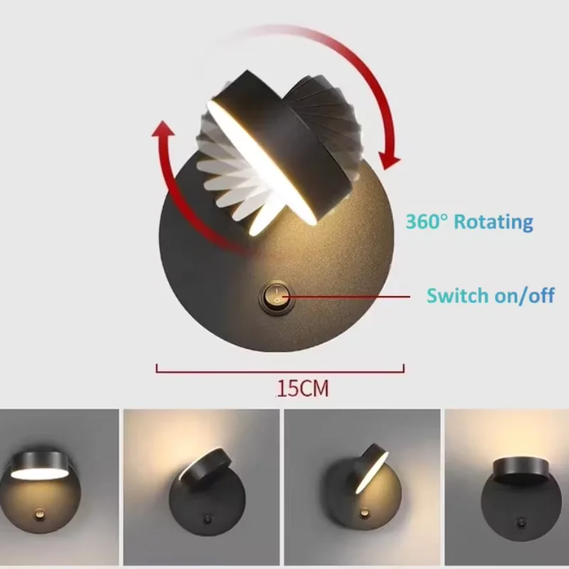 Applique Murale LED Orientable 360° avec Interrupteur – Liseuse Tête de Lit Design