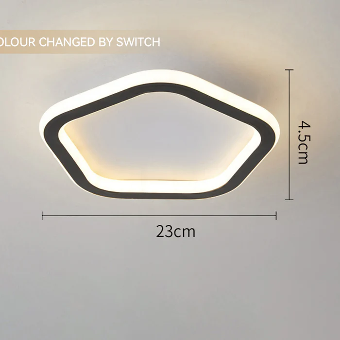 Plafonnier  Minimaliste en Fer (Noir/Blanc) – 3 Ambiances Lumineuses