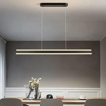 Suspension LED Minimaliste – 120 cm, Aluminium Noir