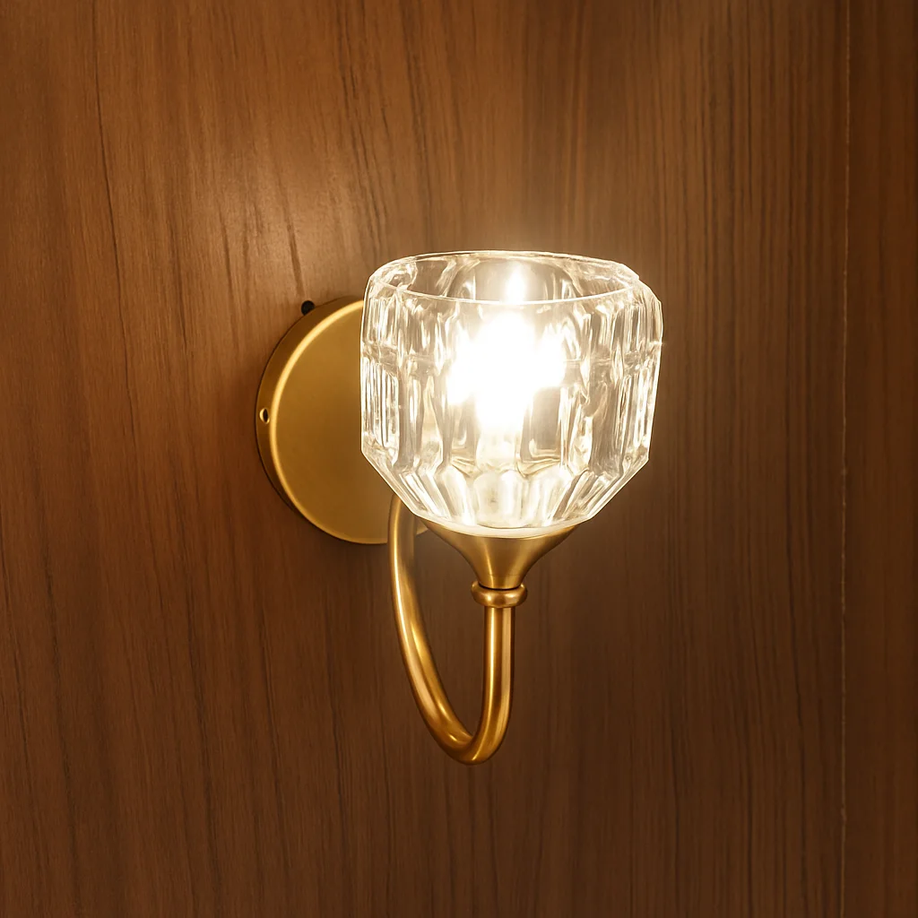 Applique Murale Globe en Verre Texturé & Or – Style Art Déco Luxe