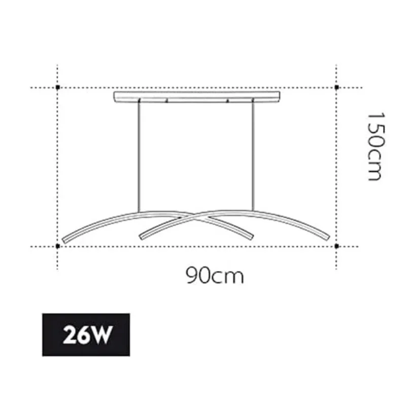 Suspension LED Linéaire Ondulée (doré) – Lustre Design pour Table à Manger
