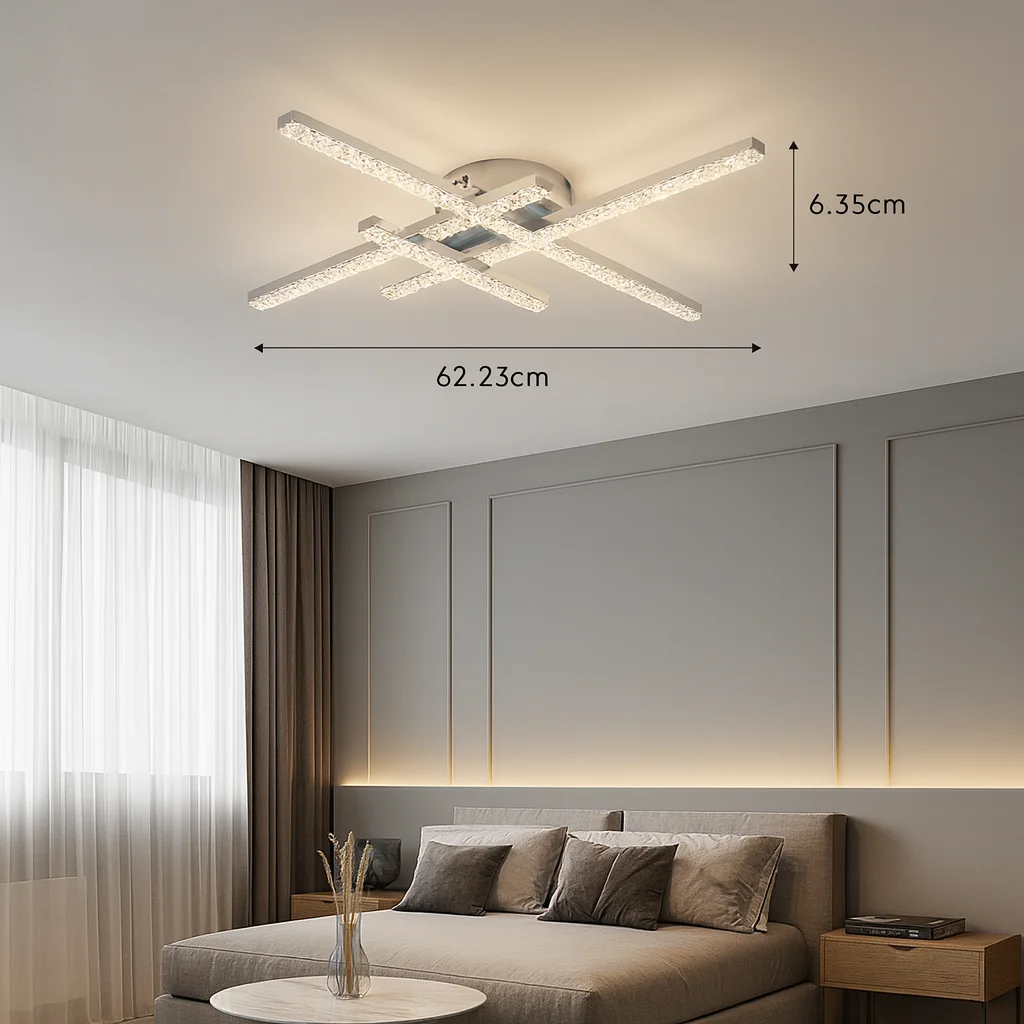 Plafonnier Carrés Entrelacés Argent (62cm) – Style Contemporain Épuré