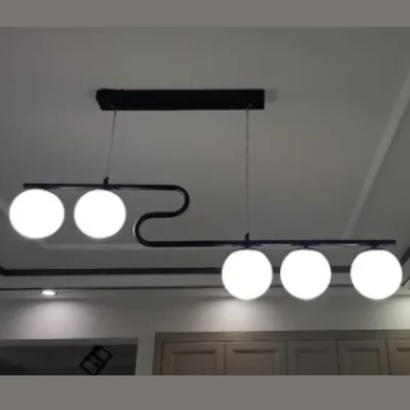 Lustre moderne linéaire 100 cm – Noir – 5×E27