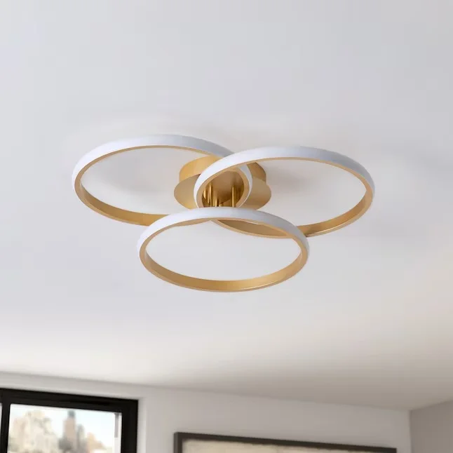 Plafonnier Design 3 Anneaux Dorés – Éclairage Chic & Tendance