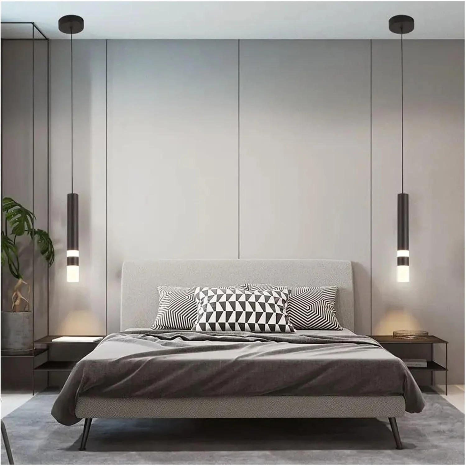 Suspension Tube LED Bicolore (Noir/Blanc) – Spot Design pour Cuisine