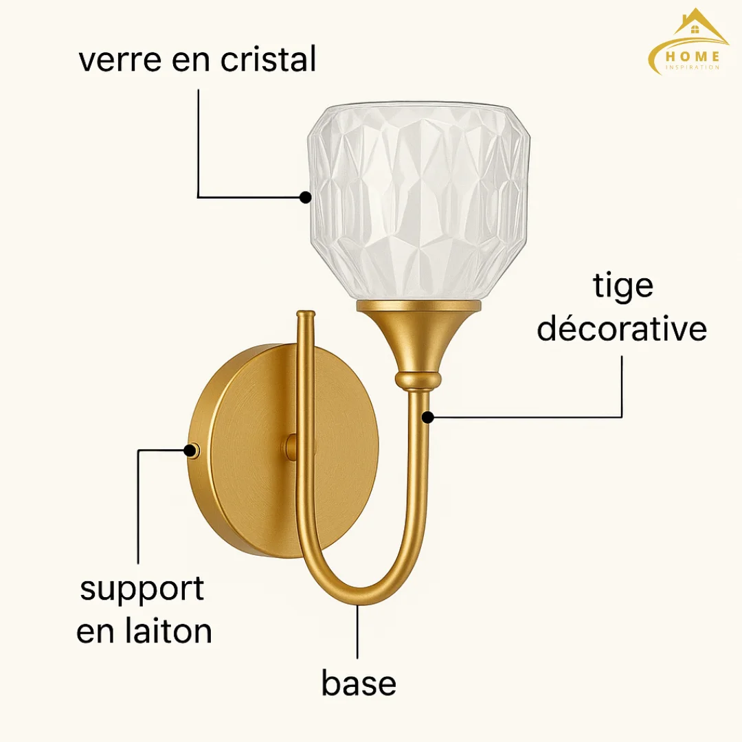 Applique Murale Globe en Verre Texturé & Or – Style Art Déco Luxe