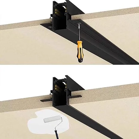 Rail Magnétique Encastrable 48V (Système Modulable) – Profilé Noir