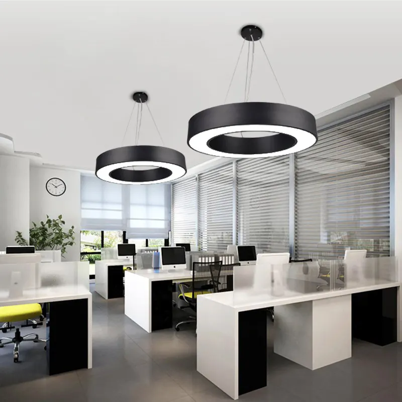 Suspension LED Anneau Noir (60cm) – Lustre Circulaire Design & Dimmable (48W)