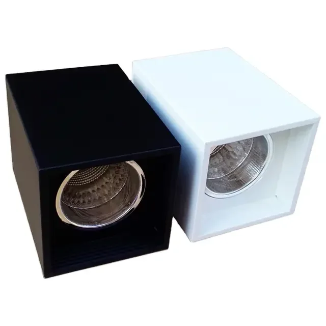 Spot Apparent Carré E27 – Noir/blanc