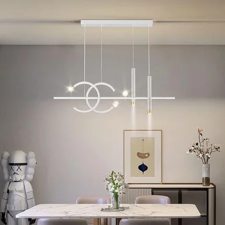 Suspension LED Linéaire Blanche (100cm) – Lustre Minimaliste pour Cuisine & Salle à Manger