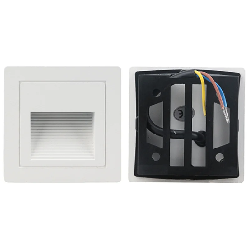 Spot LED Encastrable Mural  Carré 3W IP54 Noir / Blanc 3000k REF: 690L