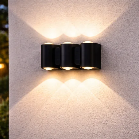 Grande Applique Extérieure 6 Faisceaux – Éclairage Design & Puissant (Noir)