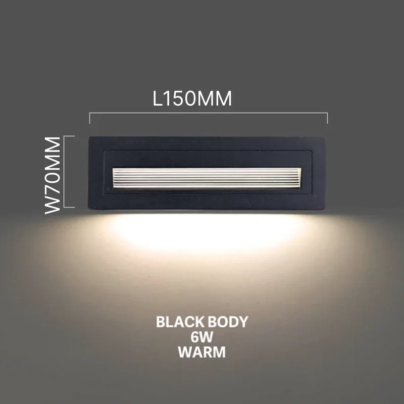 Spot LED Encastrable Mural  Reclangulaire 6W Noir 3000k REF: 2702S