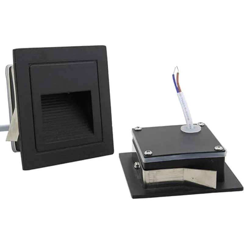 Spot LED Encastrable Mural  Carré 3W IP54 Noir / Blanc 3000k REF: 690L