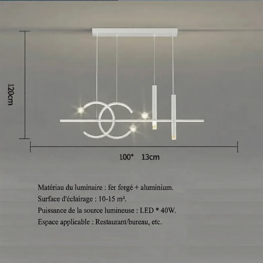 Suspension LED Linéaire Blanche (100cm) – Lustre Minimaliste pour Cuisine & Salle à Manger