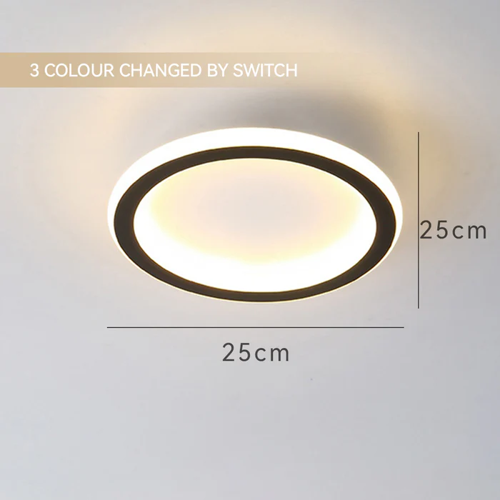 Plafonnier  Minimaliste en Fer (Noir/Blanc) – 3 Ambiances Lumineuses