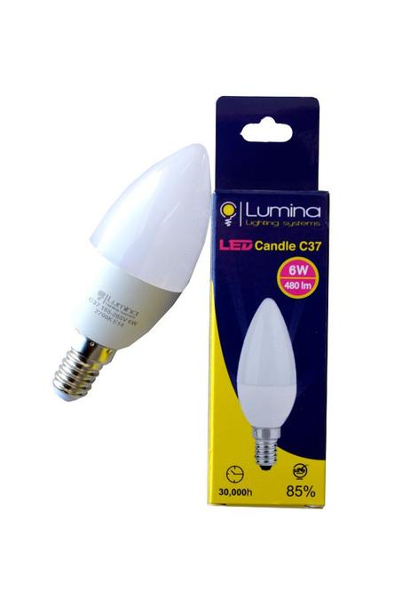 Lampe Flamme Opale LED C37 E14 - 6W Lumière Blanche (6500K)
