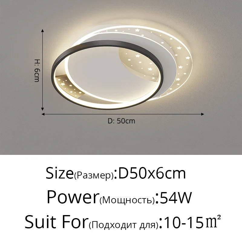 Plafonnier Rond Double Anneau – Effet Ciel Étoilé & Lumière Ajustable (Chambre/Salon)