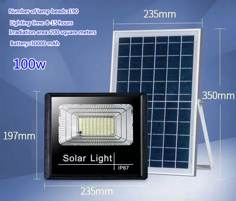Projecteur LED Solaire SMD – 100W / 200W | IP66 | 6500K