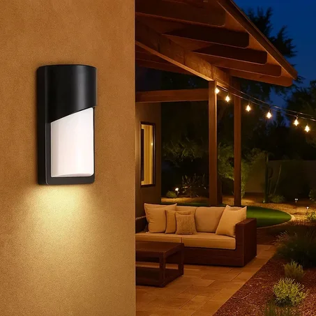 Applique Extérieure Demi-Cylindre (20W) – Diffuseur Opal Blanc & Noir