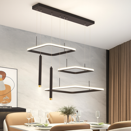 Suspension LED Moderne – 2 Variants : Carré & Circulaire