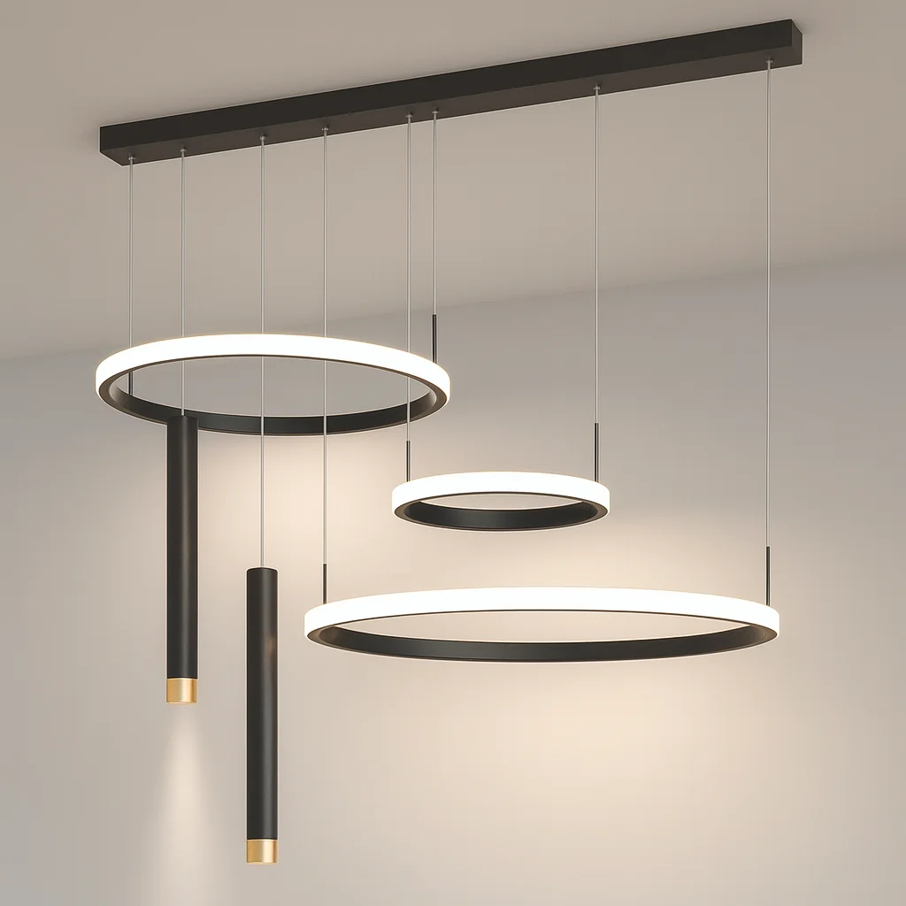 Grand Lustre Suspension Géométrique – Design Artistique (Carré ou Rond)