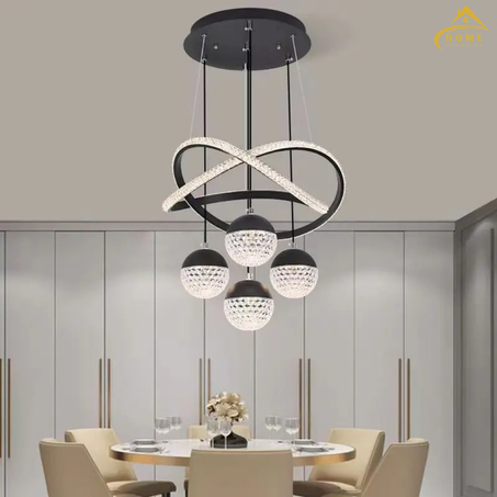 Suspension LED Moderne – Noir & Or