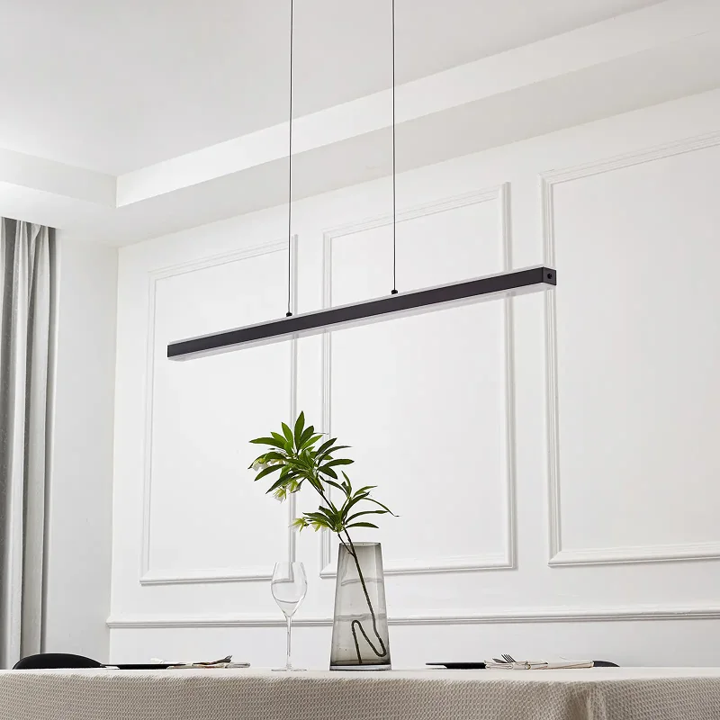 Suspension Linéaire Fine Aluminium Noir (120cm) – Design Ultra-Minimaliste