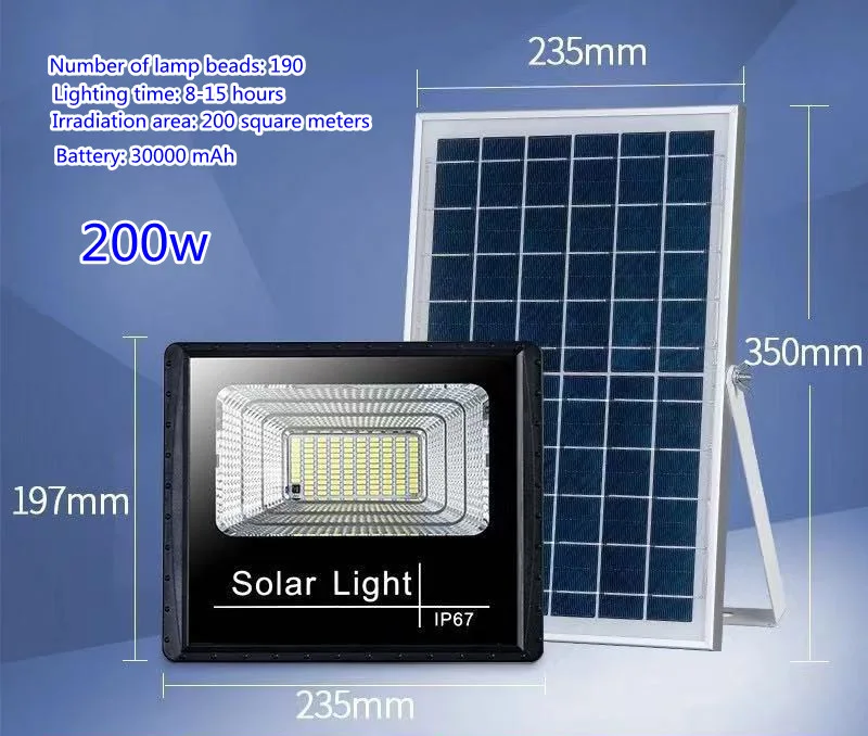 Projecteur LED Solaire SMD – 100W / 200W | IP66 | 6500K