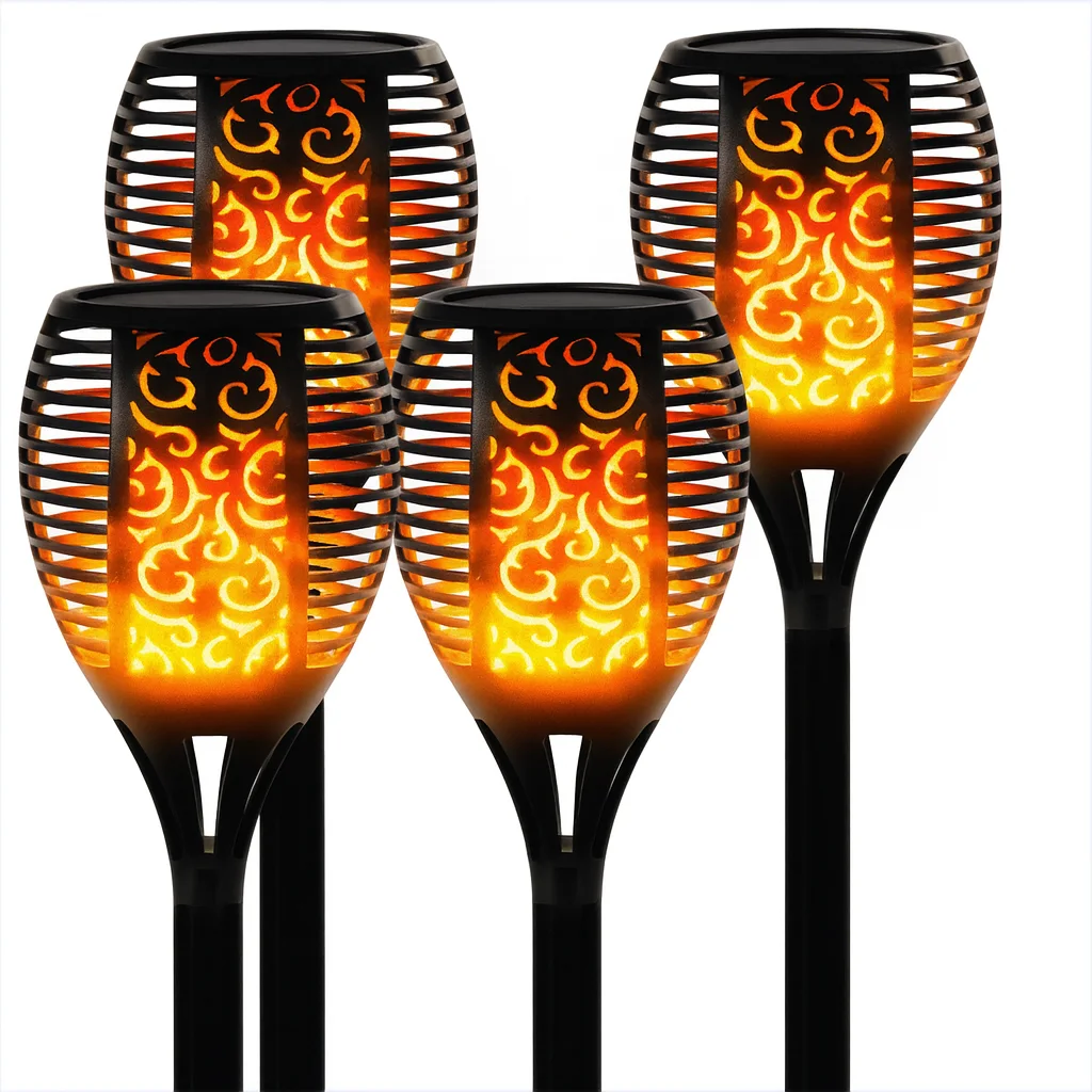 Torche Solaire de Jardin Effet Flamme – Spot LED Autonome & Étanche